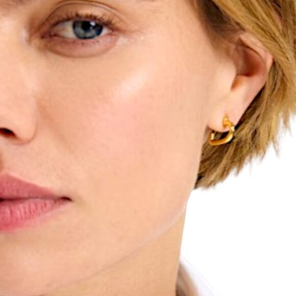 Kate Spade New York Heart You Gold-Tone Huggie Hoop Earrings, Authentic - Picture 7 of 7